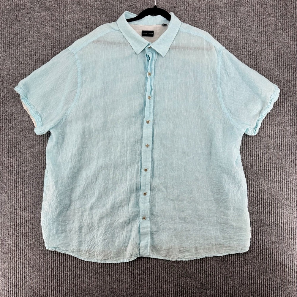 Rochester Women's 3XL Linen Button Up Shirt Beachy Coastal Lagenlook Euro Summer